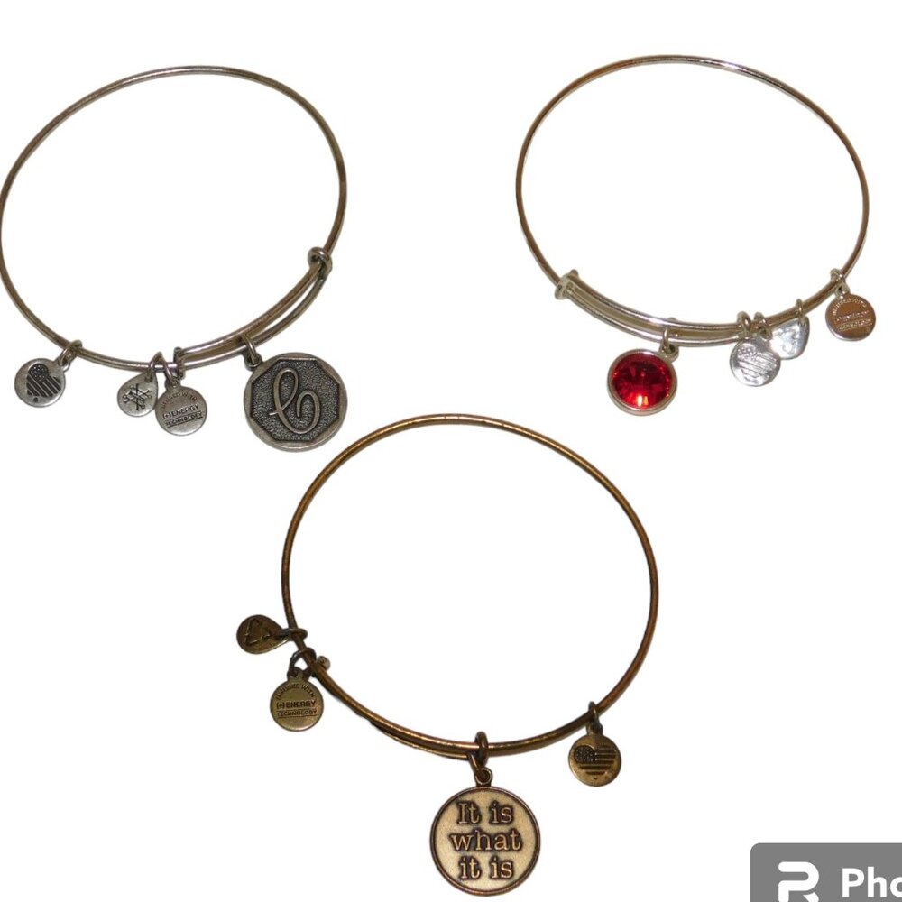 Alex And Ani Bangle Bracelets Initial C, Garnet B… - image 1